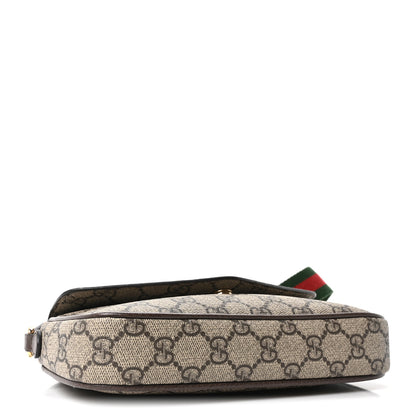 Gucci GG Supreme Monogram Textured Dollar Calfskin Web Mini Ophidia Envelope Shoulder Bag Beige Ebony New Acero 4 of 11
