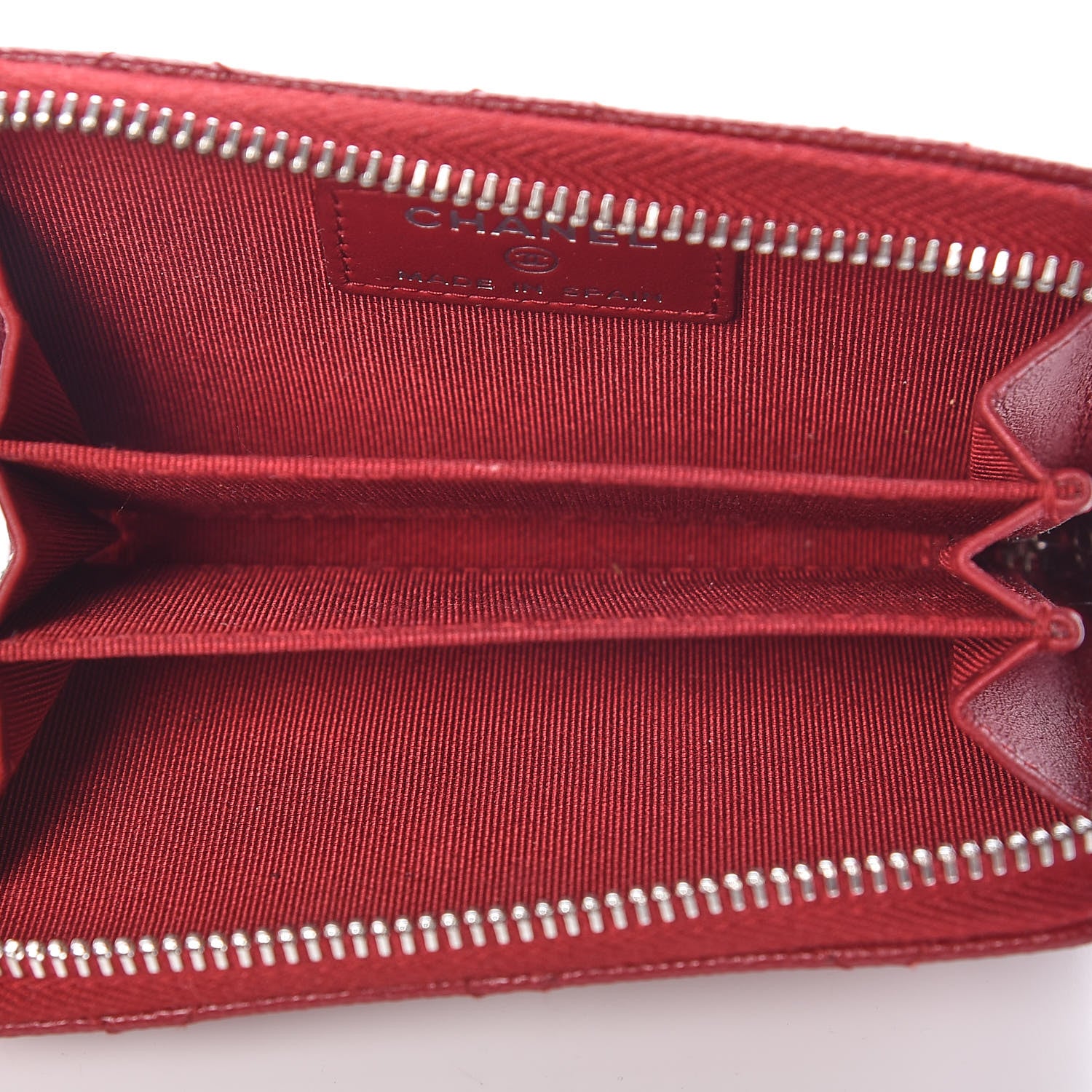 Chanel Caviar Quilted Zip Coin Purse Dark Red 5 of 10