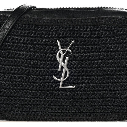 Saint Laurent Raffia Canvas Monogram Lou Camera Bag Black 8 of 15