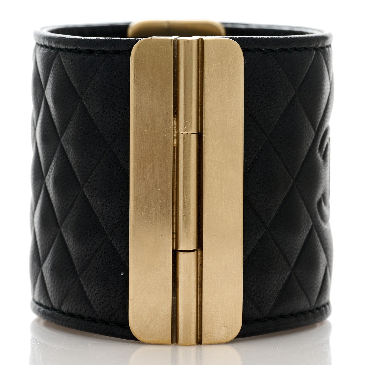 Chanel Calfskin Quilted CC Wide Cuff S Black 2 of 3