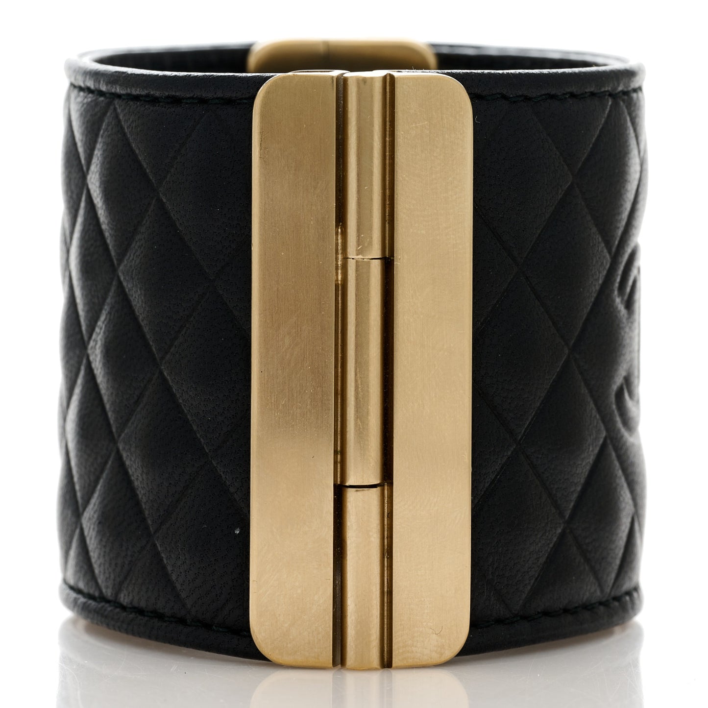 Calfskin Quilted CC Wide Cuff S Black