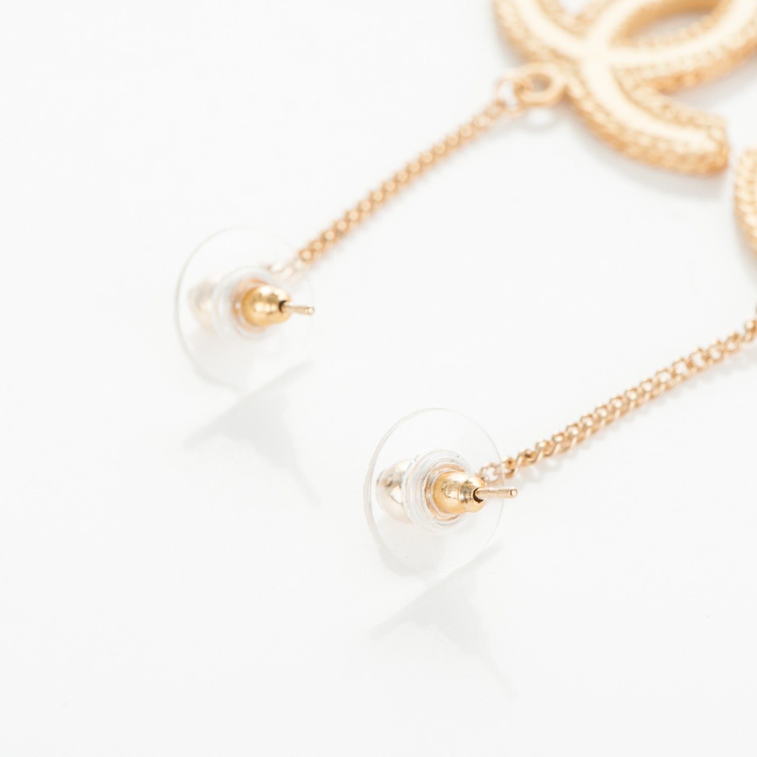 Chanel CC Drop Earrings Matte Gold 3 of 4