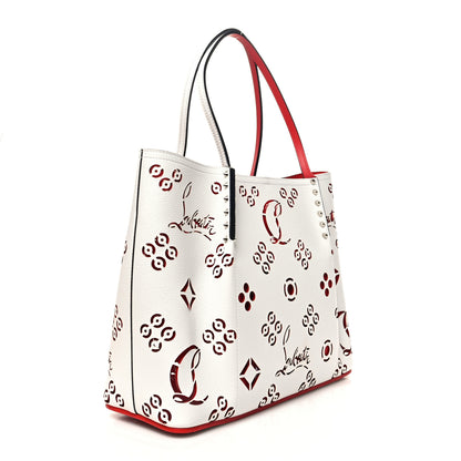 Christian Louboutin Calfskin Perforated Small Loubinthesky Cabarock Spikes Tote Snow 3 of 10