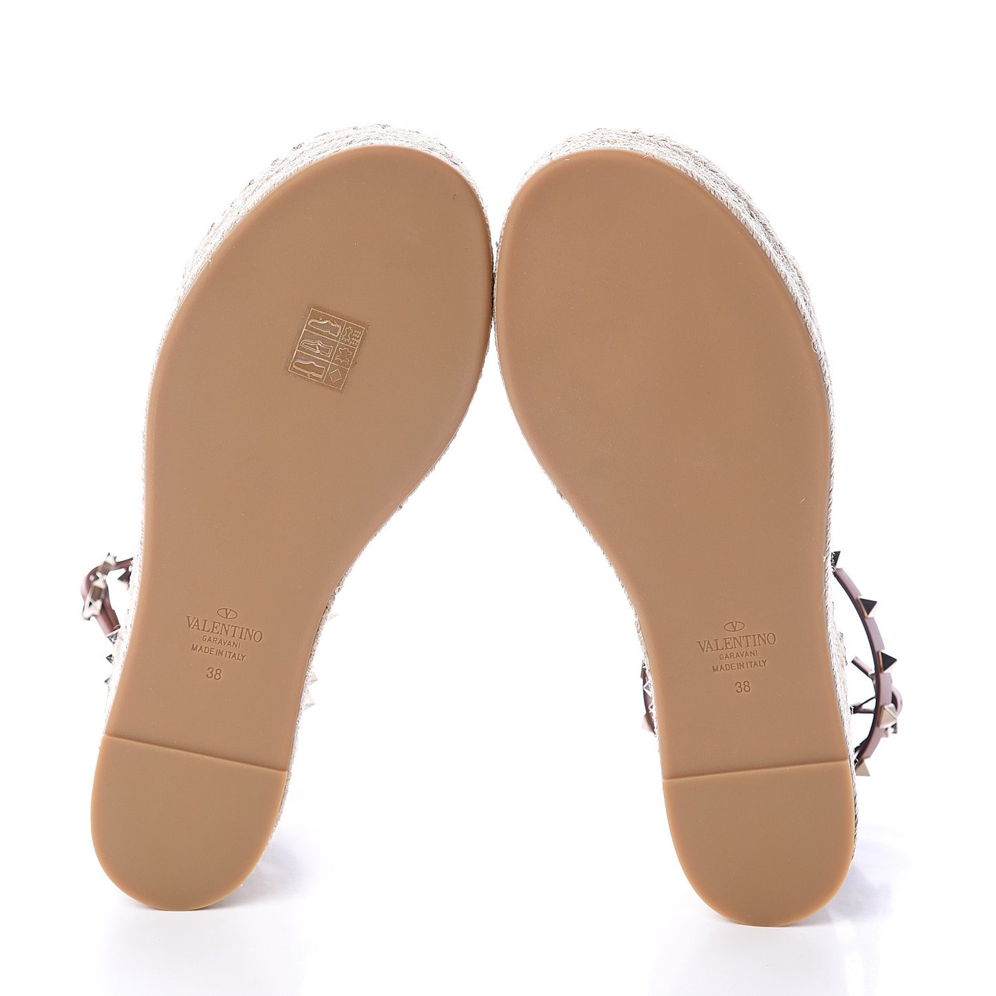 Canvas Leopard Print Rockstud Ankle Wrap Espadrille Flatform Sandals 38 Brown