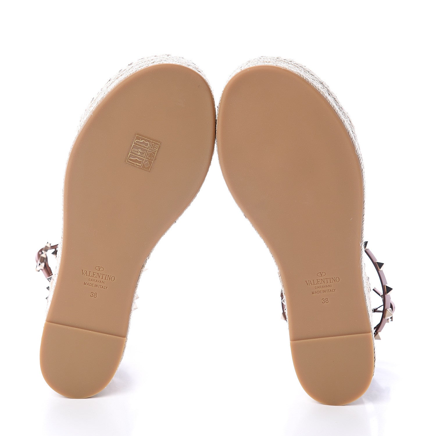 Valentino Garavani Canvas Leopard Print Rockstud Ankle Wrap Espadrille Flatform Sandals 38 Brown 4 of 7