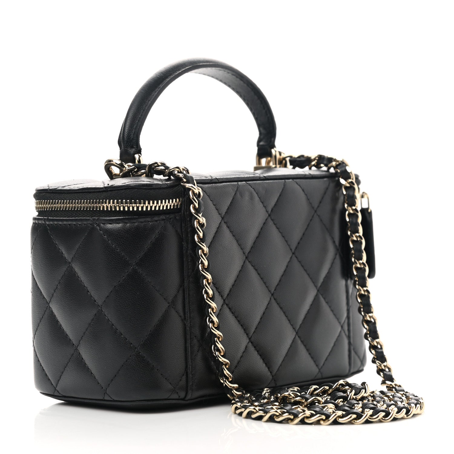 Chanel Lambskin Quilted Small Top Handle Vanity Case With Chain Black 3 of 11