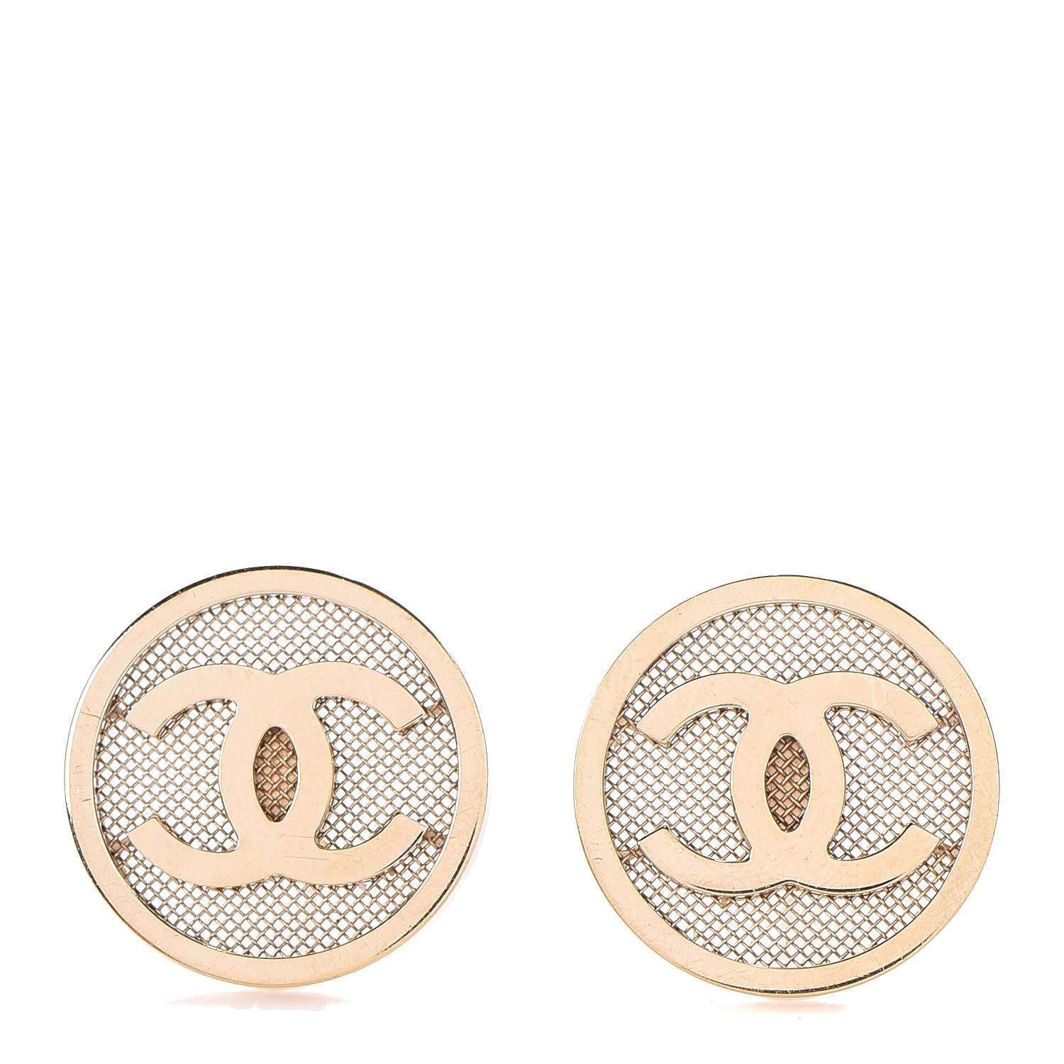 Chanel Mesh CC Earrings Light Gold 1 of 5