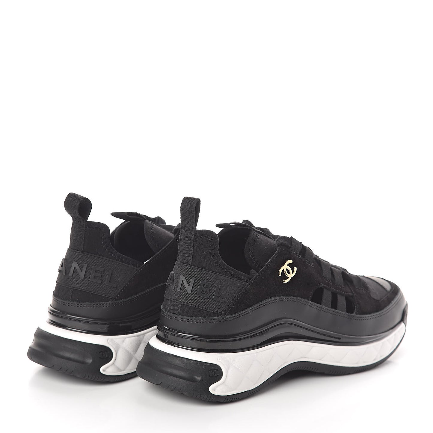 Fabric Calfskin Suede CC Sneakers 39 Black