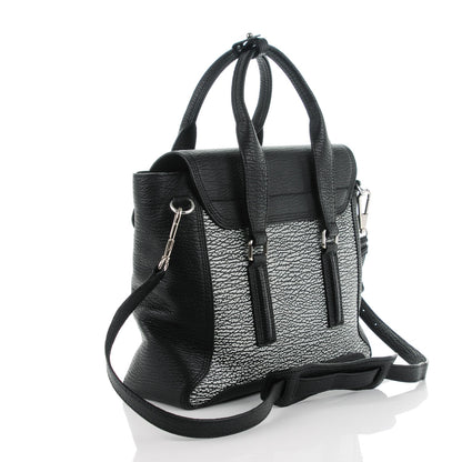 3.1 Phillip Lim 3.1 Calfskin Embossed Medium Pashli Satchel Black White 3 of 7