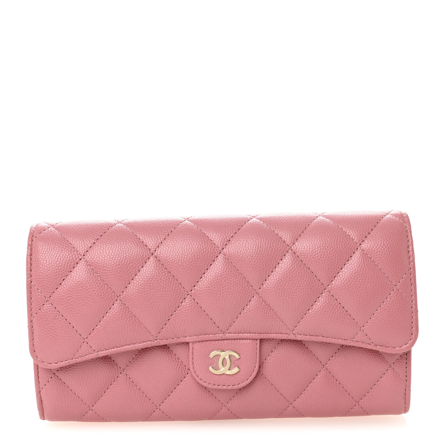 Chanel Caviar Quilted Large Gusset Flap Wallet Pink 1 of 8