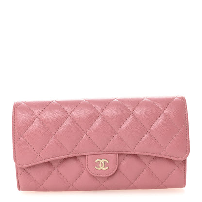 Chanel Caviar Quilted Large Gusset Flap Wallet Pink 1 of 8