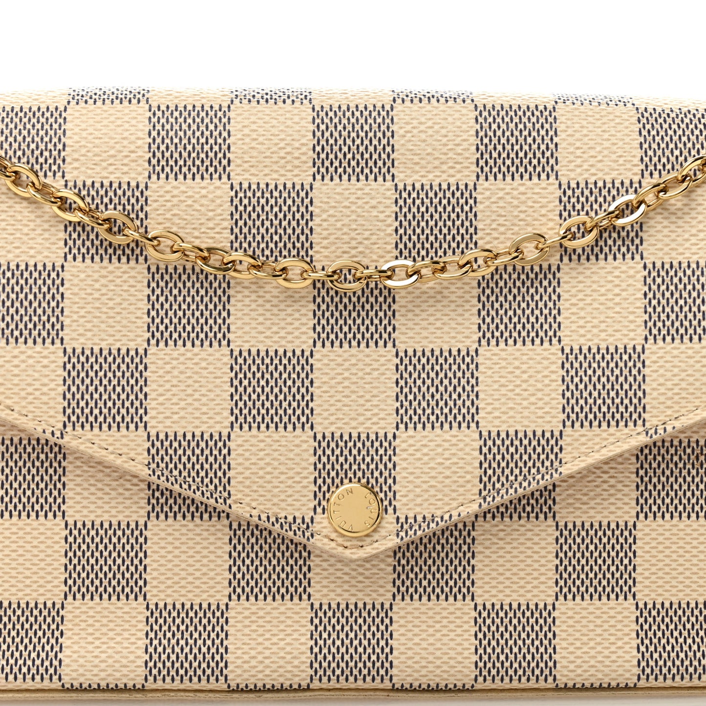 Damier Azur Pochette Felicie Chain Wallet Rose Ballerine