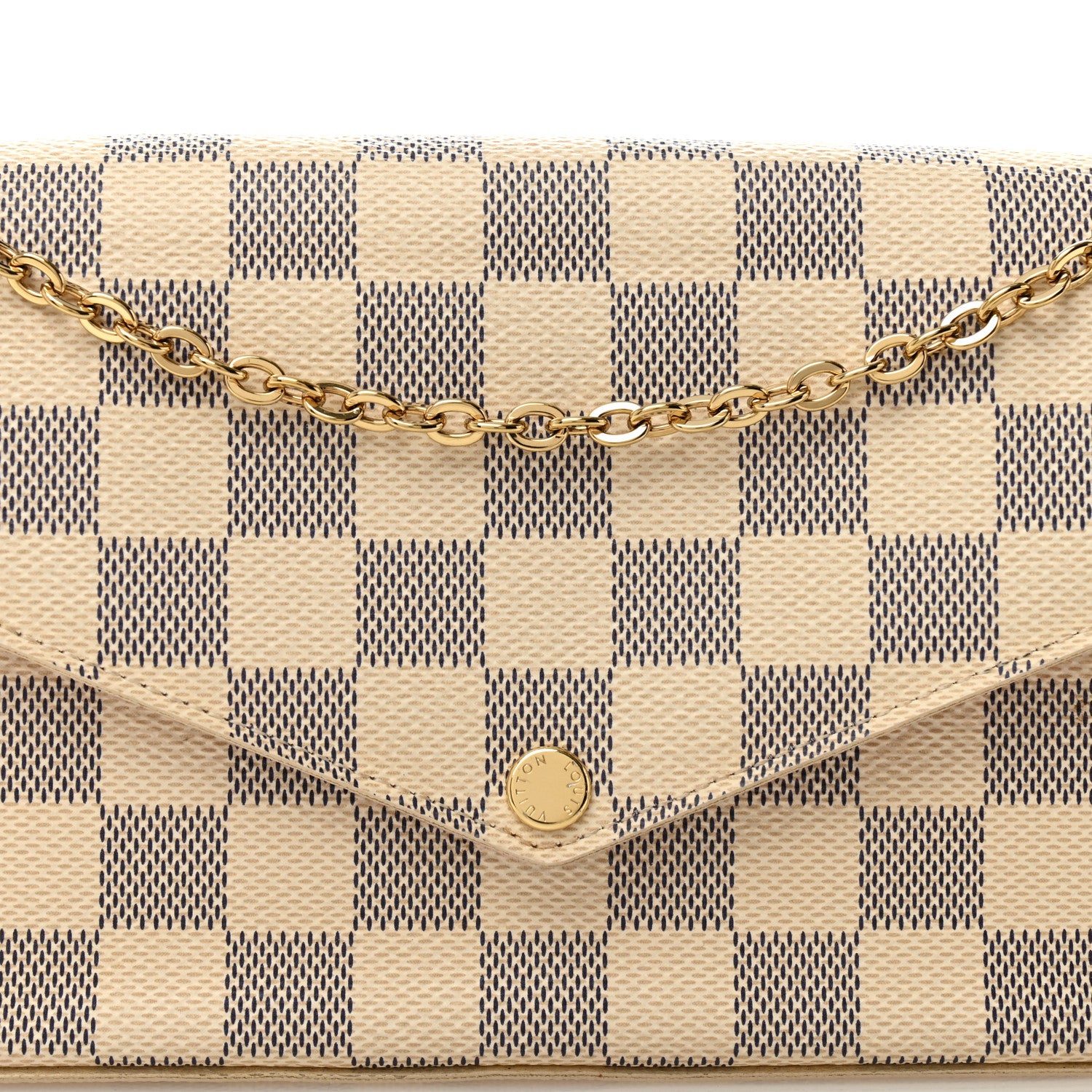 Louis Vuitton Damier Azur Pochette Felicie Chain Wallet Rose Ballerine 9 of 14