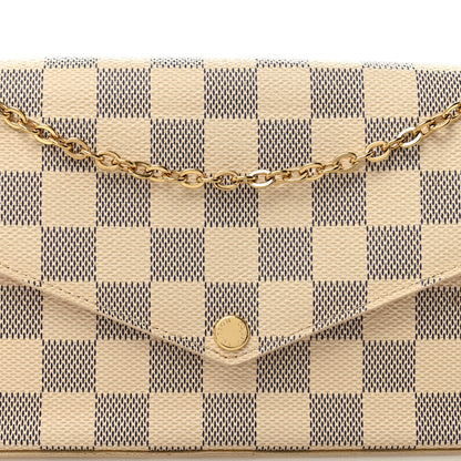 Louis Vuitton Damier Azur Pochette Felicie Chain Wallet Rose Ballerine 9 of 14