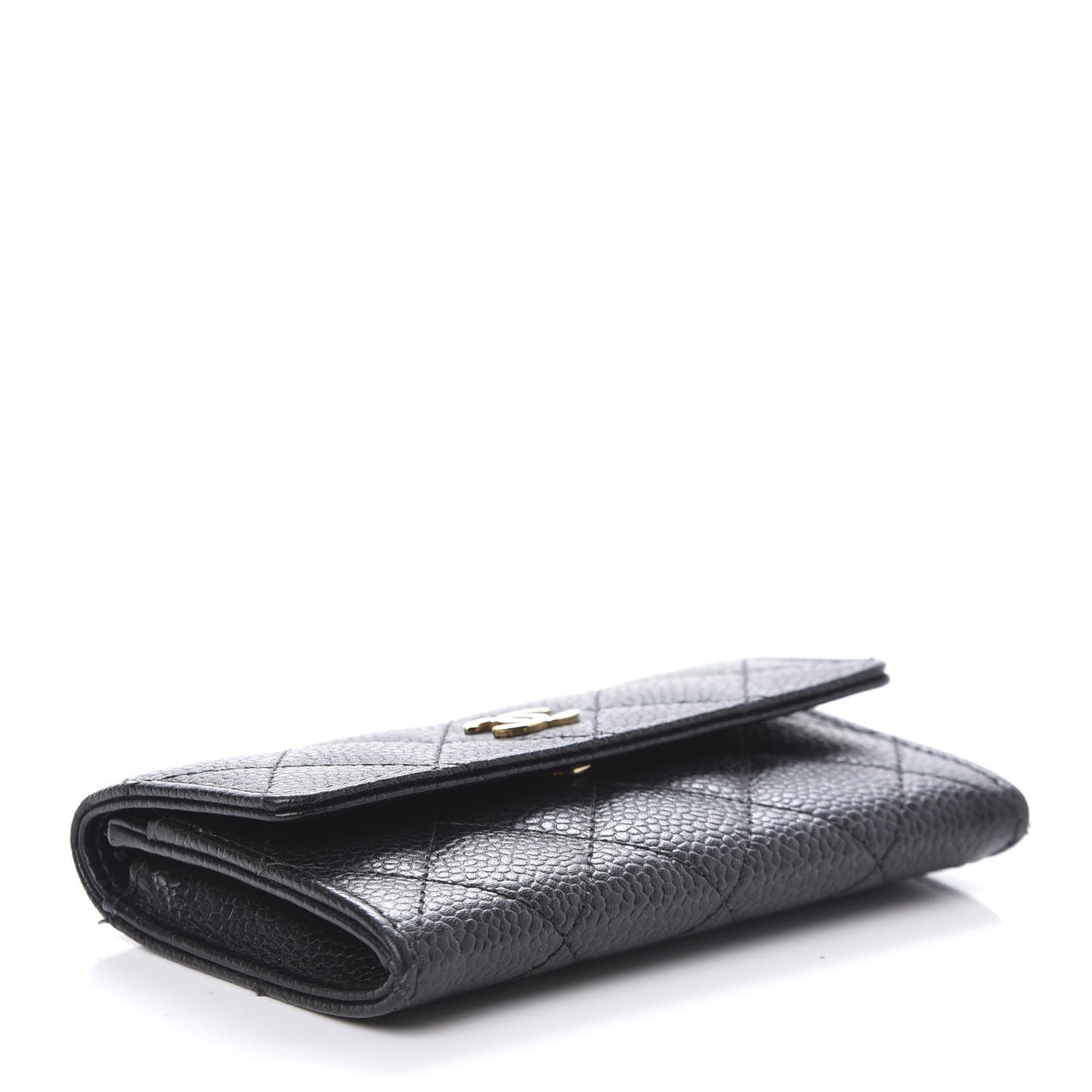 Caviar Quilted Flap Card Holder Black