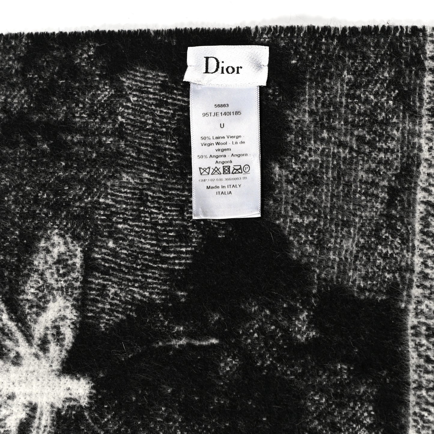 Wool Throw Blanket Black White
