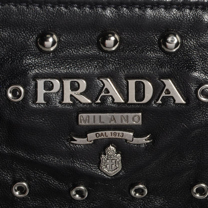 Prada Nappa Antique Studded Shoulder Bag Nero Black 6 of 9