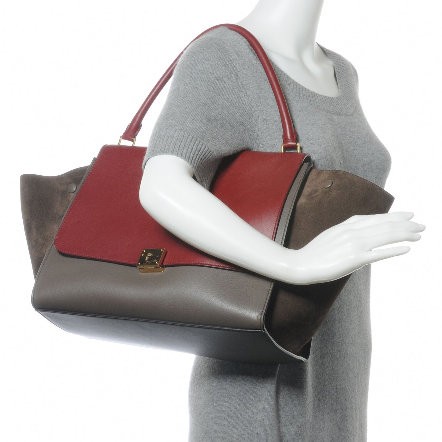 Calfskin and Suede Large Tri-Color Trapeze Granite