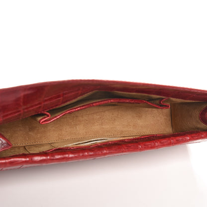 Nancy Gonzalez Glossy Crocodile Foldover Clutch Red 5 of 7