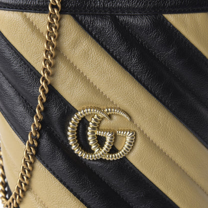 Gucci Azalea Calfskin Matelasse Diagonal Patchwork Mini Torchon GG Marmont 2.0 Bucket Bag Black Beige Romantic Cerise 9 of 9