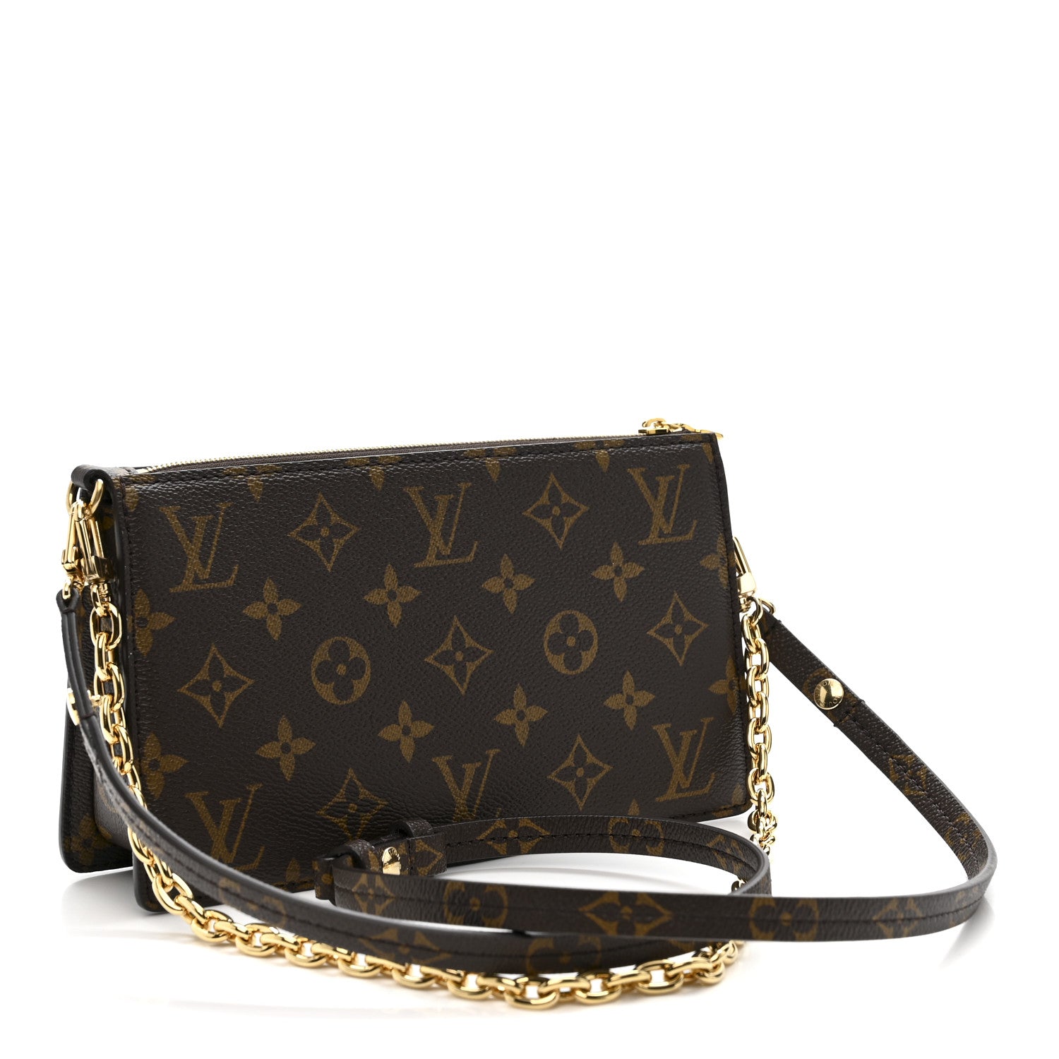Louis Vuitton Monogram Calfskin Embossed Lexington Pouch Blue Green 3 of 10
