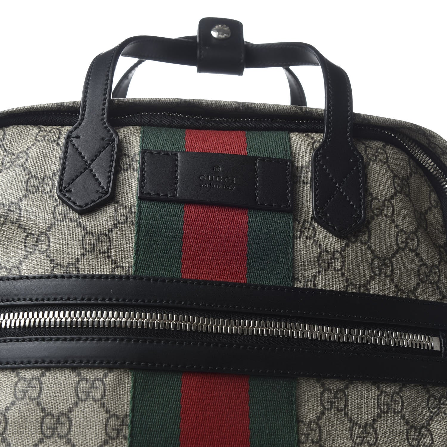 Gucci Soft GG Supreme Monogram Appia Calfskin Web Tote Backpack Beige Ebony Black 9 of 10