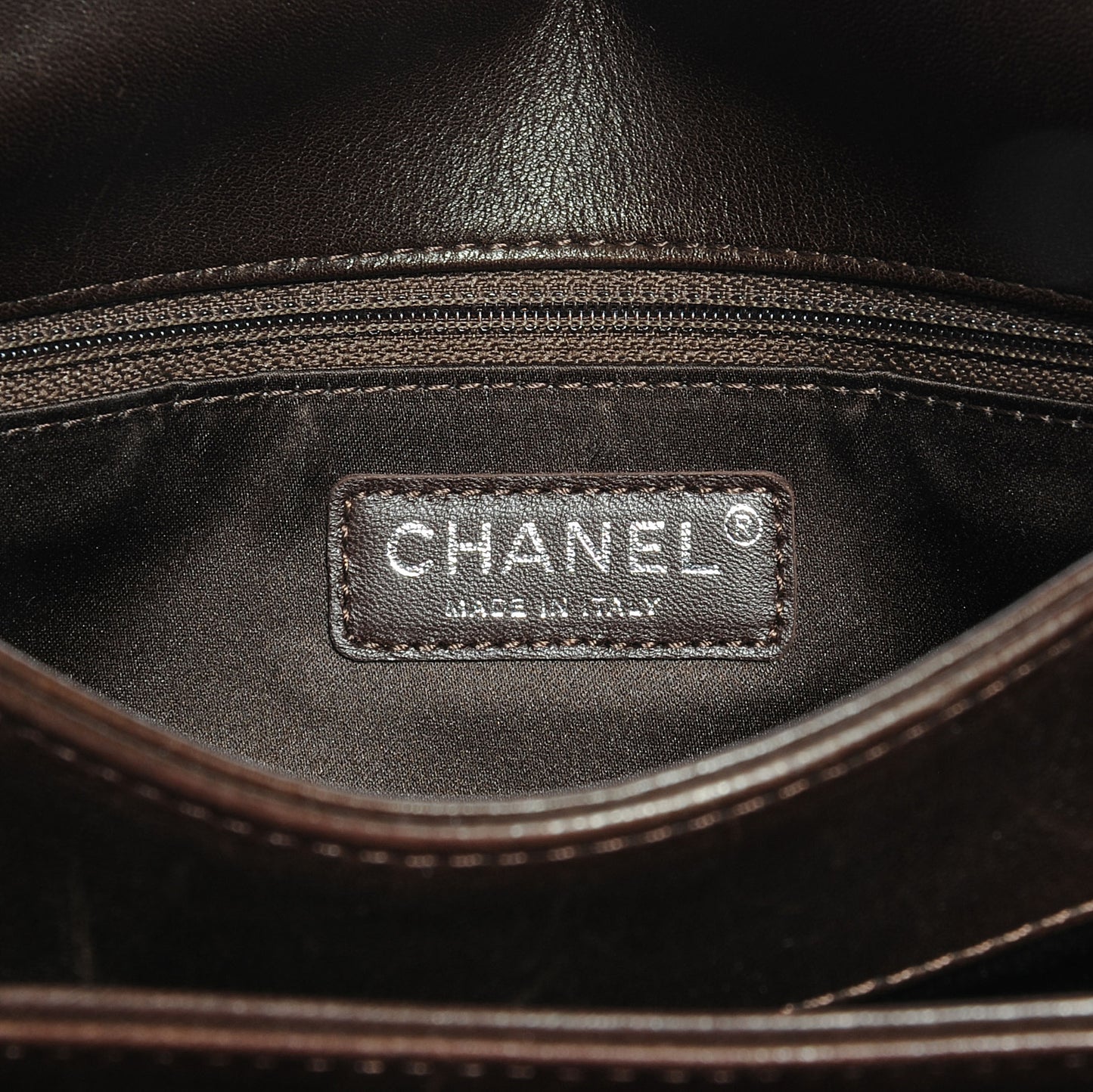 Lambskin Quilted 3 Large Flap Dark Brown