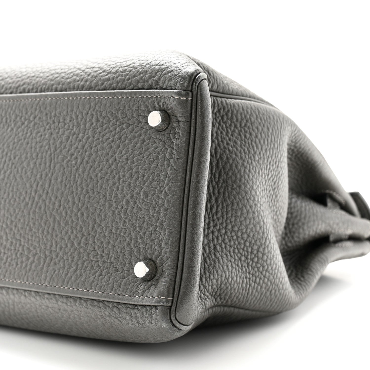 Hermes Taurillon Clemence Kelly Retourne 35 Etain Rouge Casaque 10 of 14