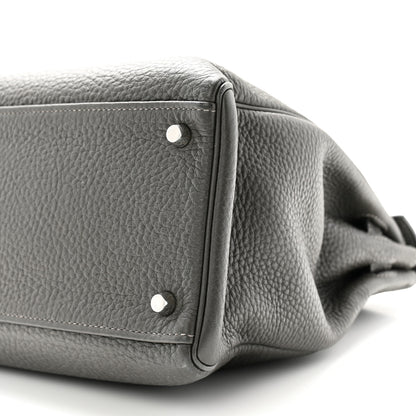Hermes Taurillon Clemence Kelly Retourne 35 Etain Rouge Casaque 10 of 14