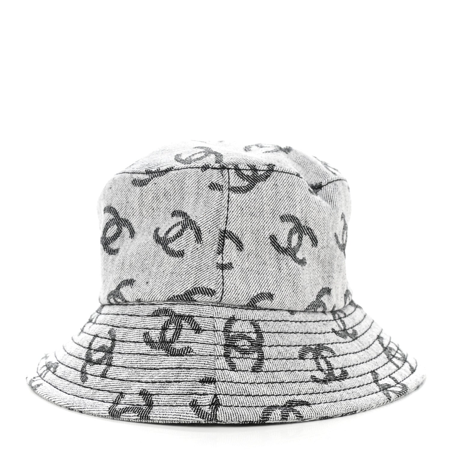 Chanel Denim CC Bucket Hat M White Black 5 of 8