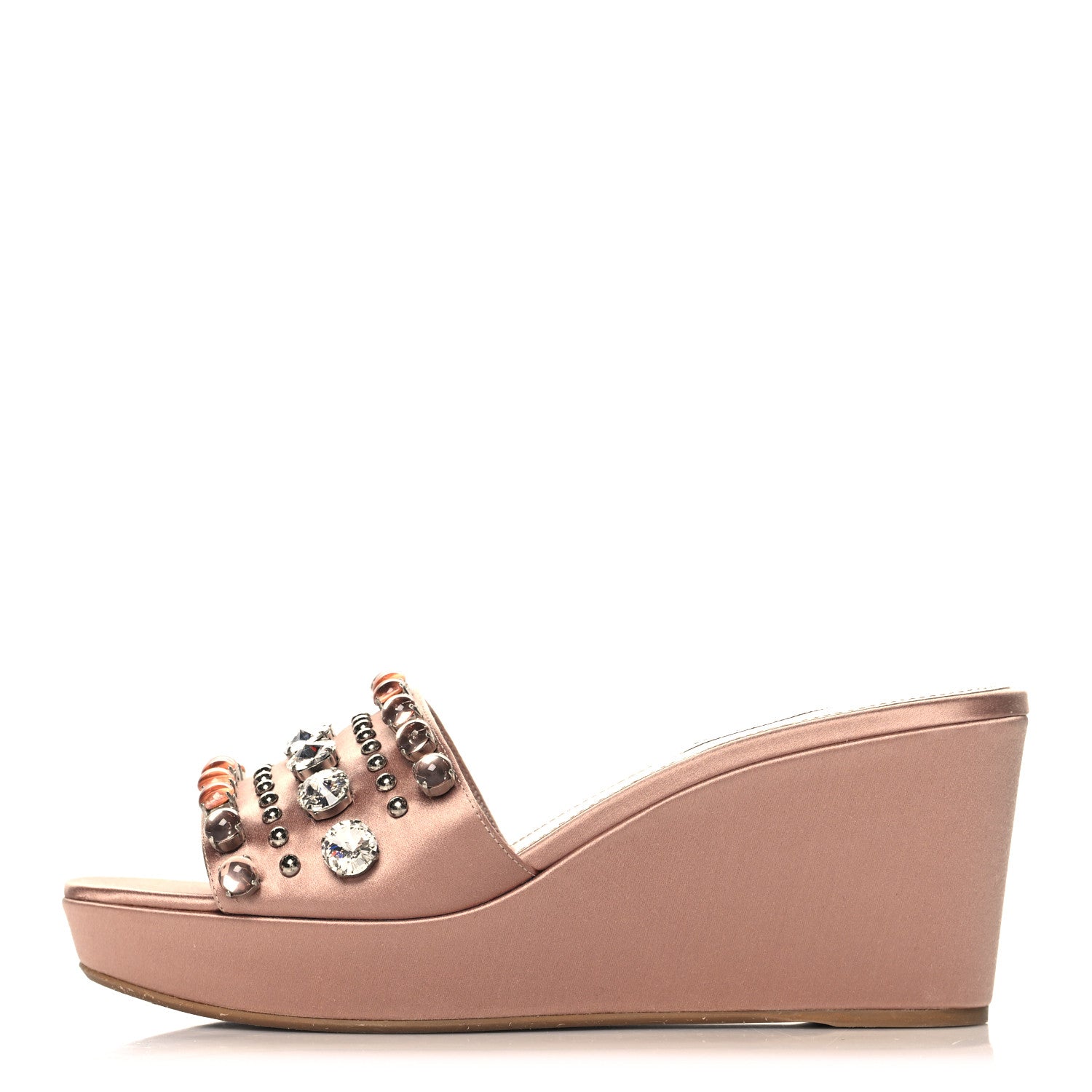 Miu Miu Satin Crystal Wedge Sandals 40 Cammeo 1 of 8