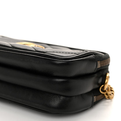 Gucci Calfskin Matelasse Mini GG Marmont Chain Crossbody Bag Black 10 of 14