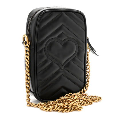 Gucci Calfskin Matelasse Mini GG Marmont Crossbody Bag Black 3 of 13