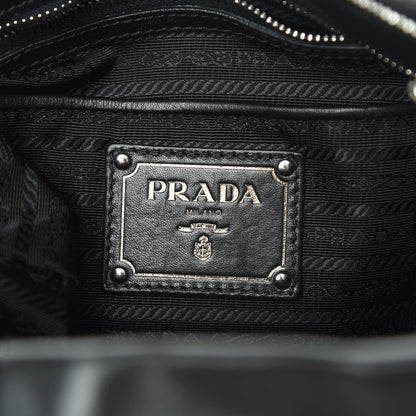 Prada Soft Calfskin Pleated Hobo Black 6 of 14