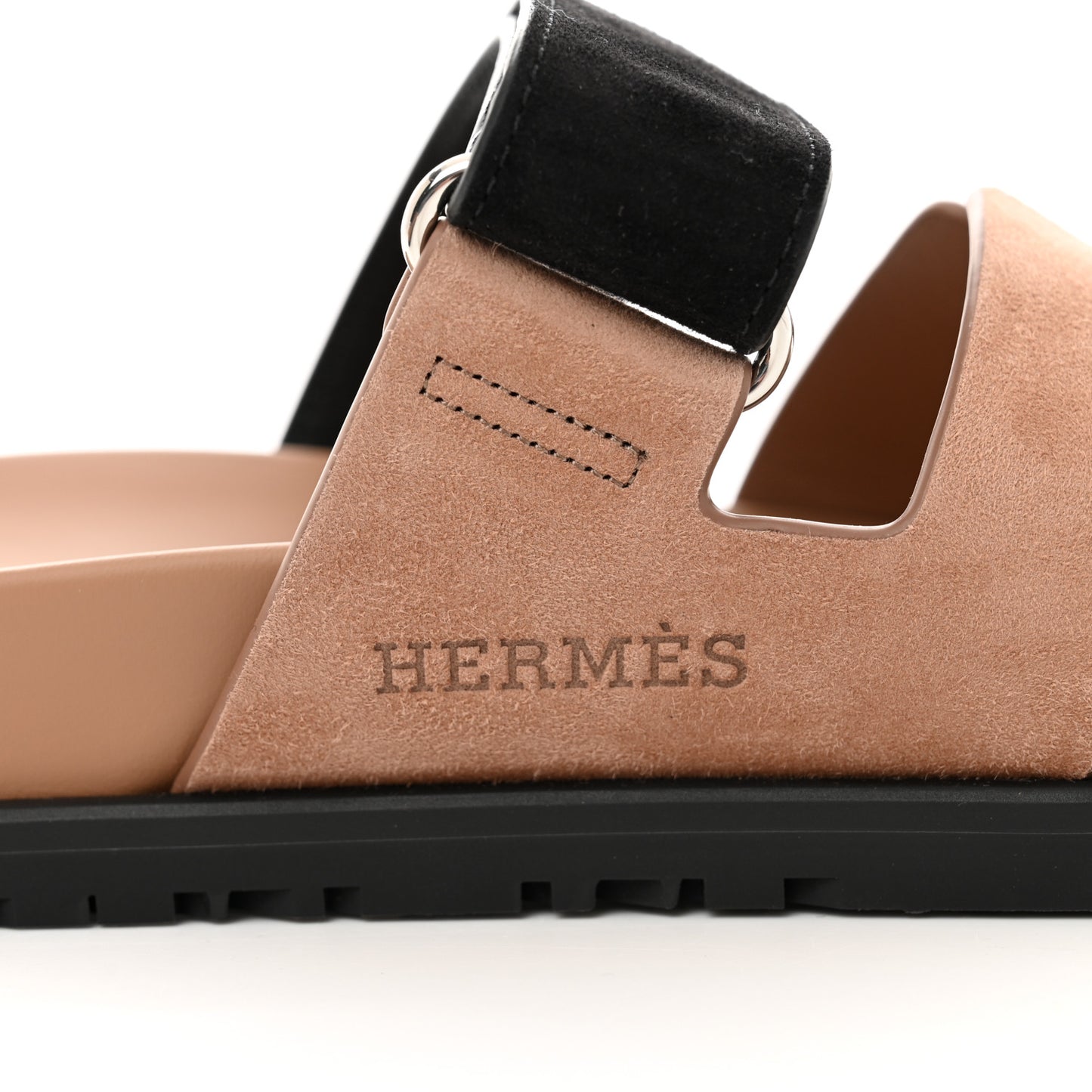 Suede Goatskin Womens Chypre Sandals 37.5 Rose Perle Black