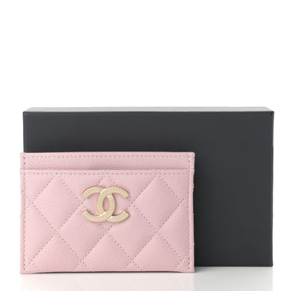 Chanel Caviar Quilted Studded CC Card Holder Light Pink 10 of 10