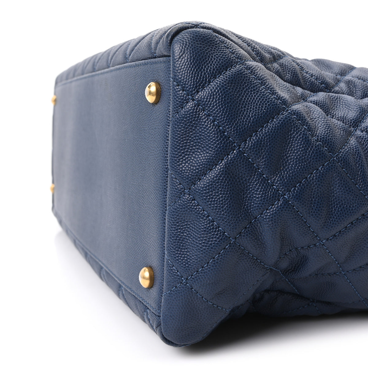 Caviar Quilted Large Coco Handle Shopping Tote Navy
