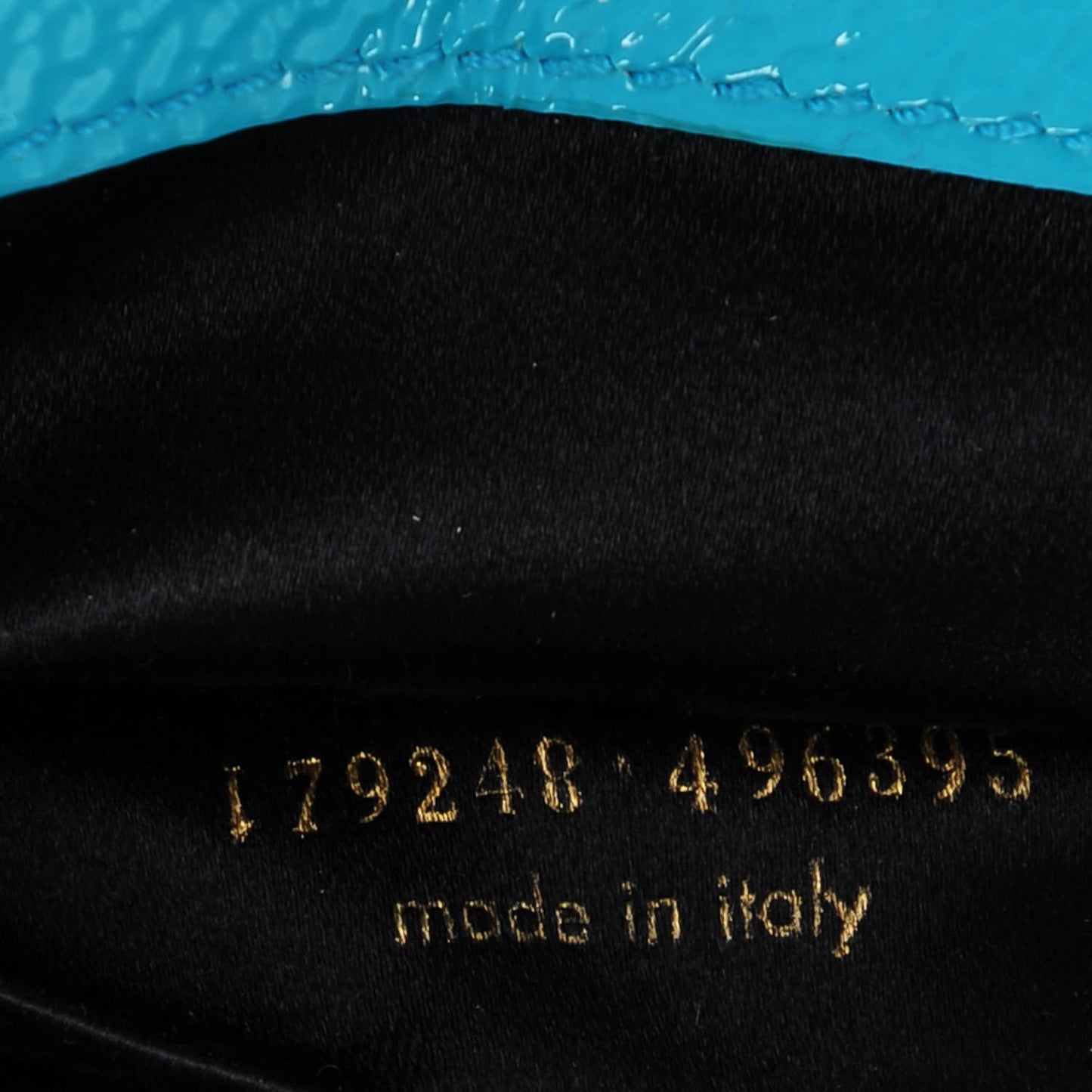 Textured Patent Calfskin Small Belle De Jour Clutch Turquoise