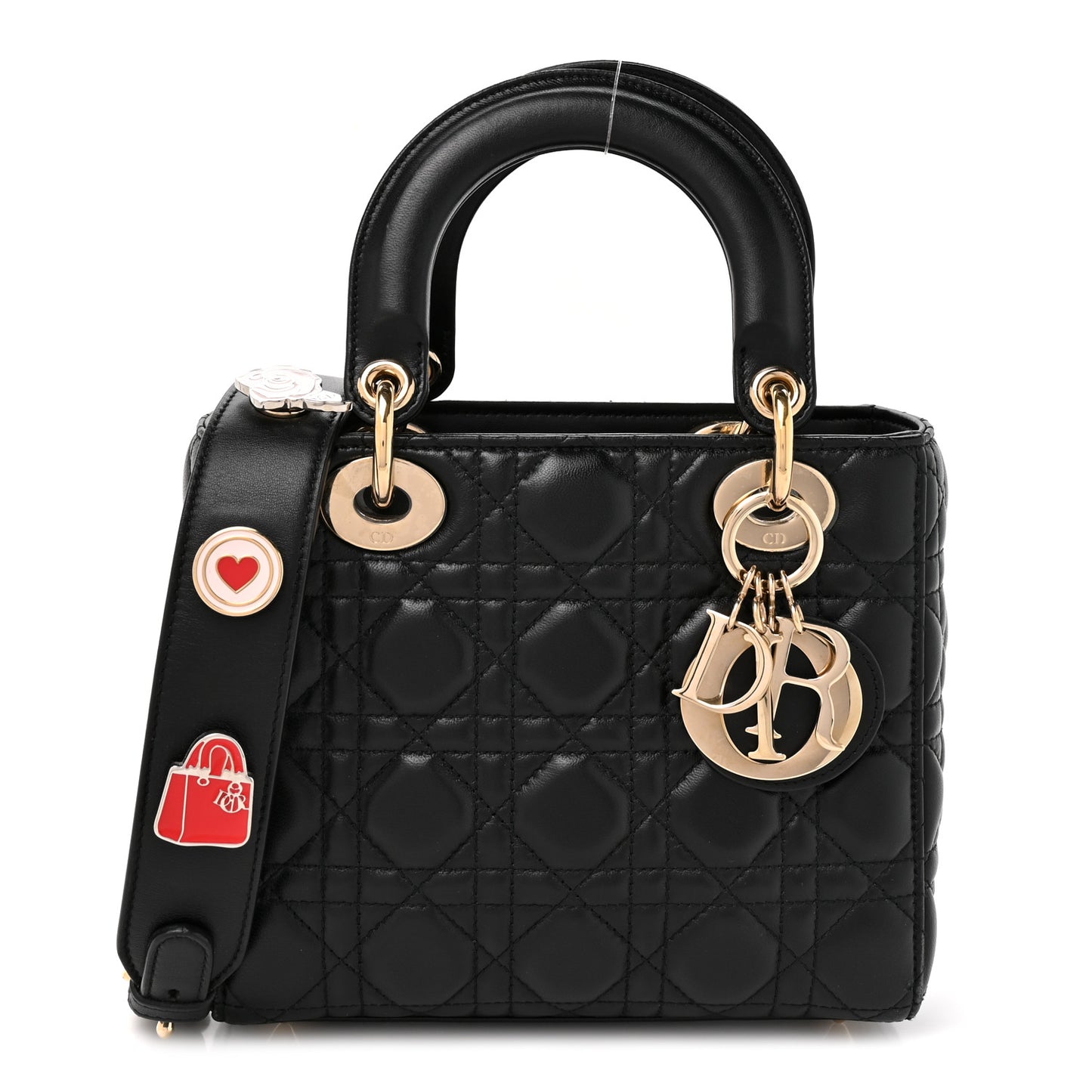 Lambskin Cannage Small Lucky Badges My Lady Dior Black