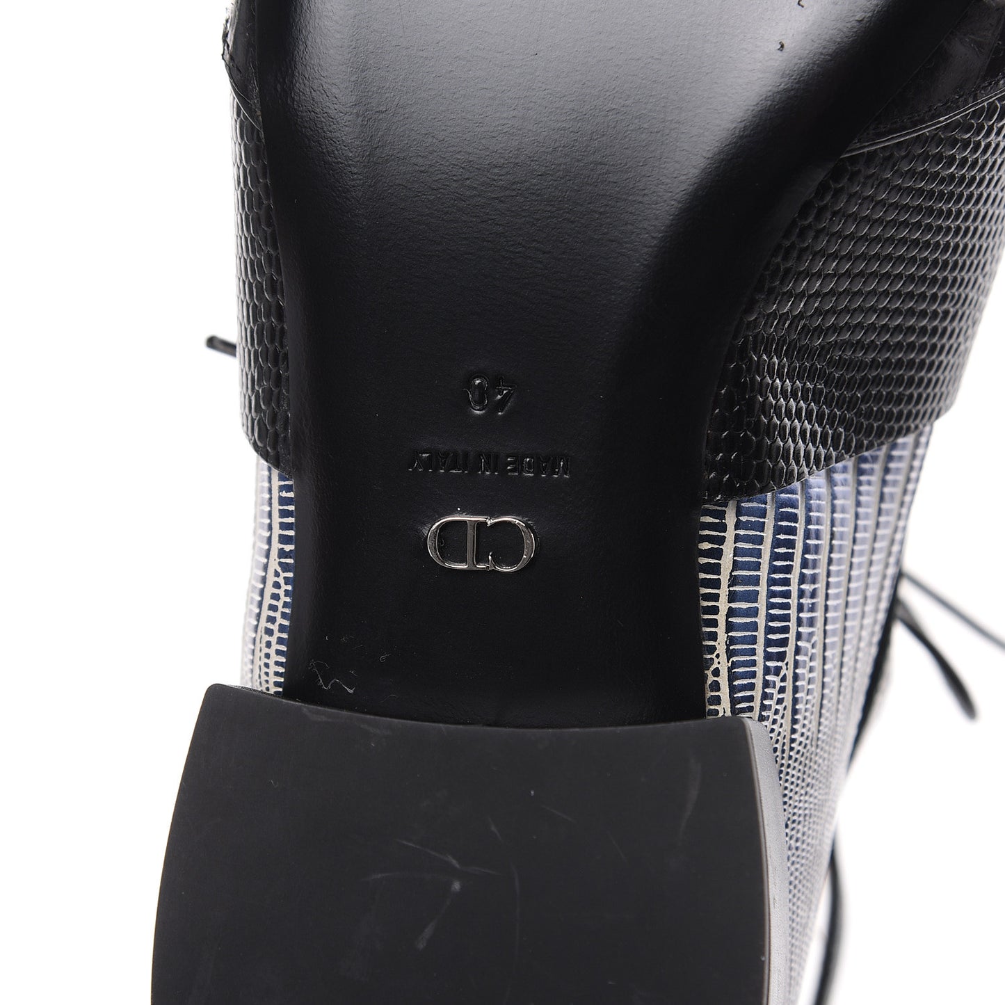 Crocodile Lizard Calfskin Embossed Nomade Pointed Ankle Boots 40 Black Blue