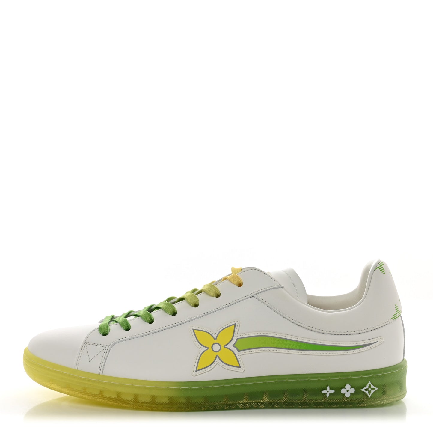Calfskin Mens Luxembourg Samothrace Sneakers 7.5 White Yellow Green