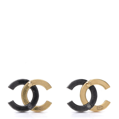 Chanel Metal CC Earrings Gold Ruthenium 3 of 5