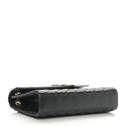 Saint Laurent Grain De Poudre Textured Mixed Matelasse Triquilt Medium Monogram Satchel Black 4 of 13