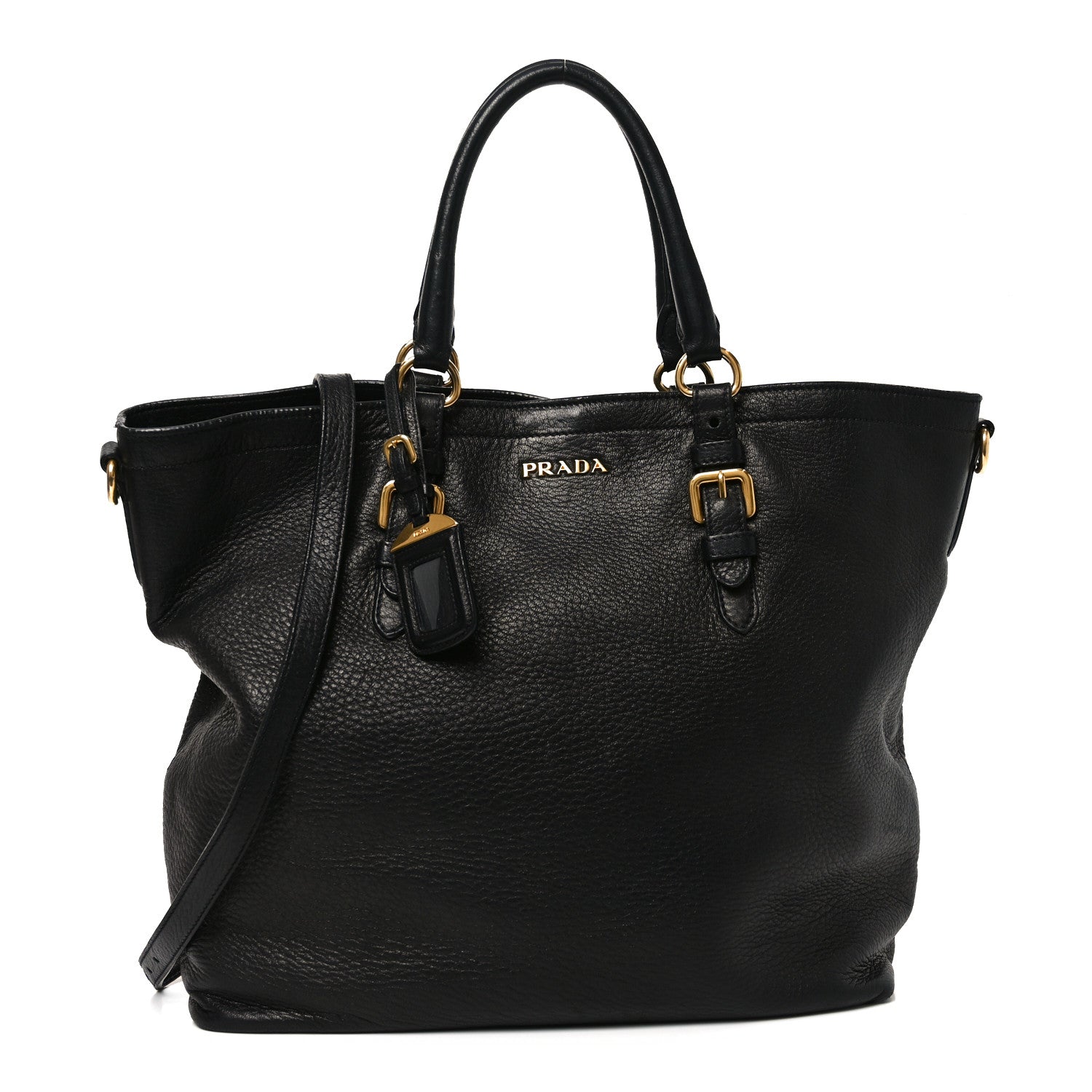 Prada Vitello Daino Tote Black 1 of 17