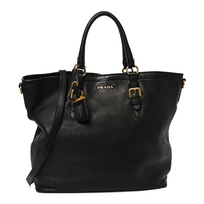 Prada Vitello Daino Tote Black 1 of 17