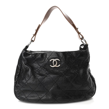 Chanel Glazed Calfskin On The Road Hobo Black 1 of 9