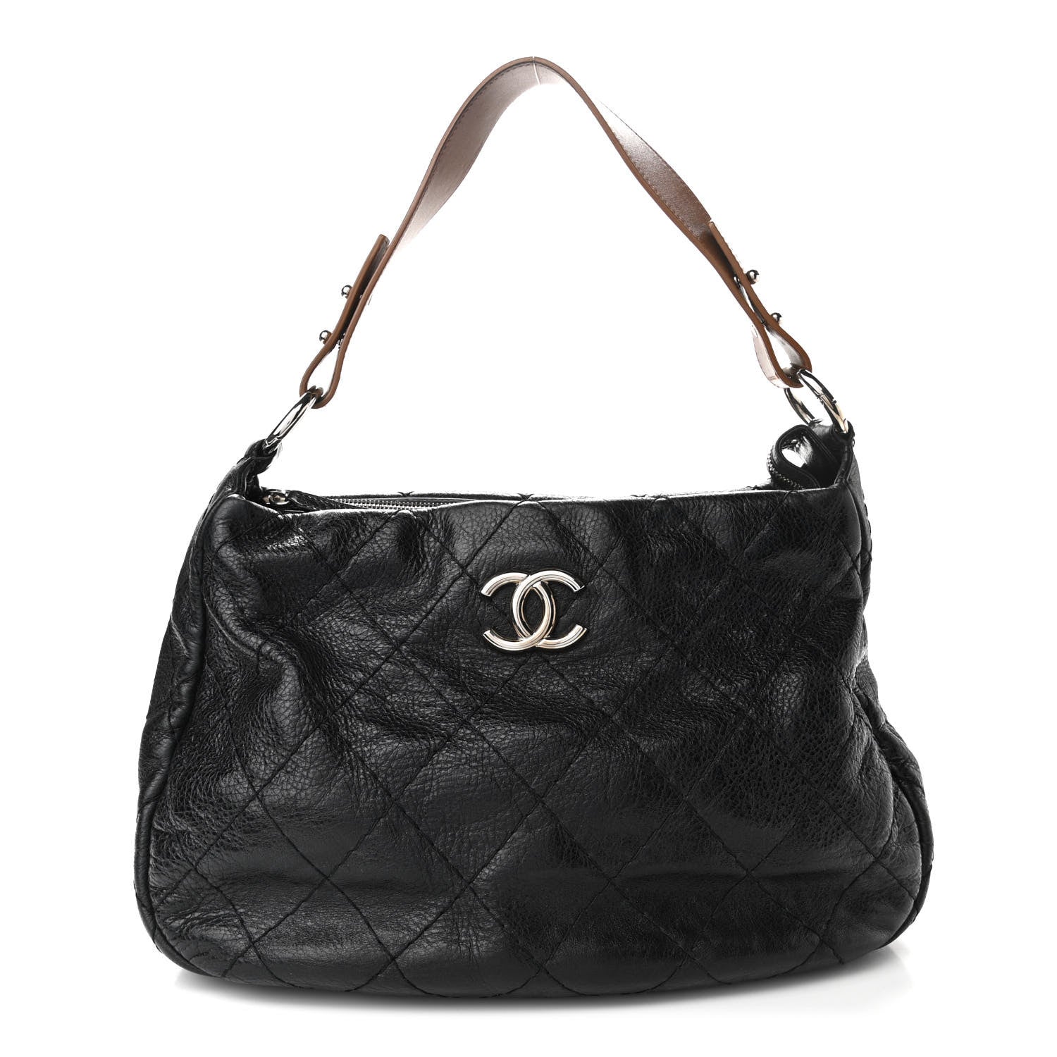 Chanel Glazed Calfskin On The Road Hobo Black 1 of 10