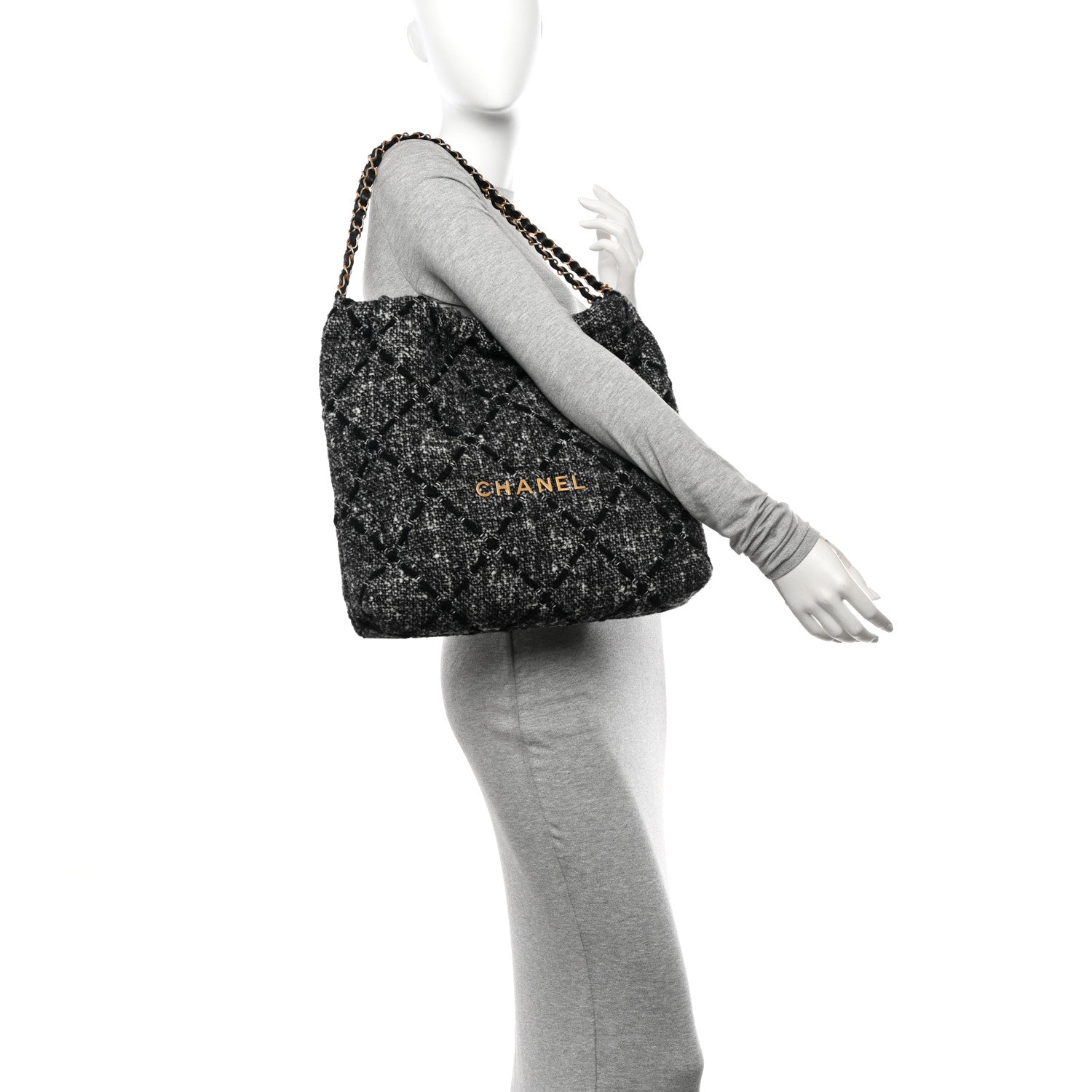 Chanel Tweed Quilted Chanel 22 Black Ecru 2 of 11
