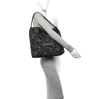 Chanel Tweed Quilted Chanel 22 Black Ecru 2 of 11