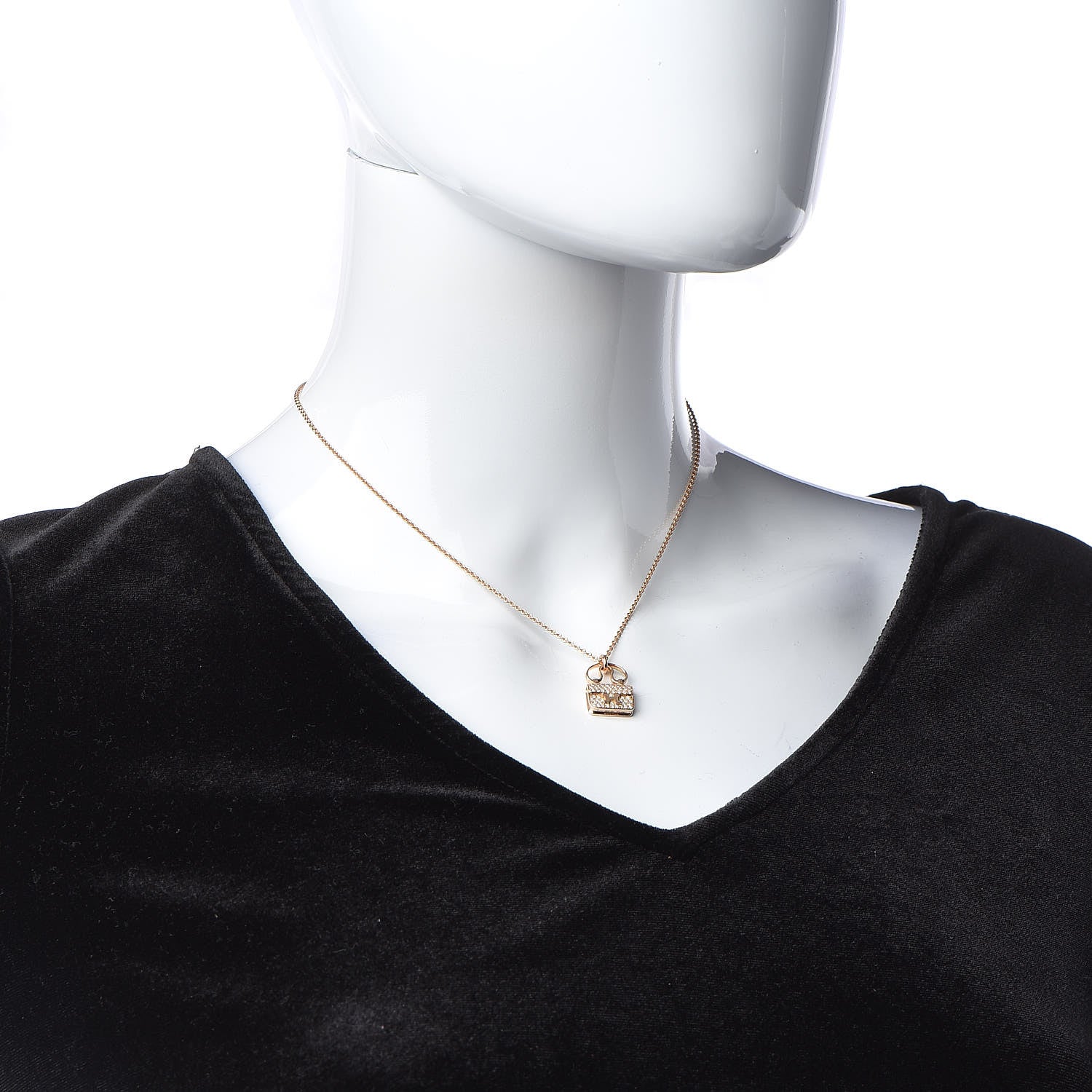 Hermes 18K Rose Gold Diamond Constance Amulette Pendant Necklace 2 of 7